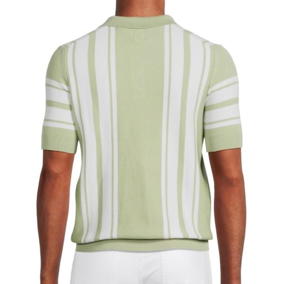 Max 'n Chester Racing Stripe Knit Polo in Green & White - Picture 2 of 2